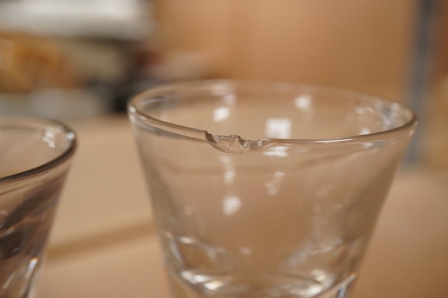 Two late 18th century toastmaster’s glasses, tallest 11.5cm, one af